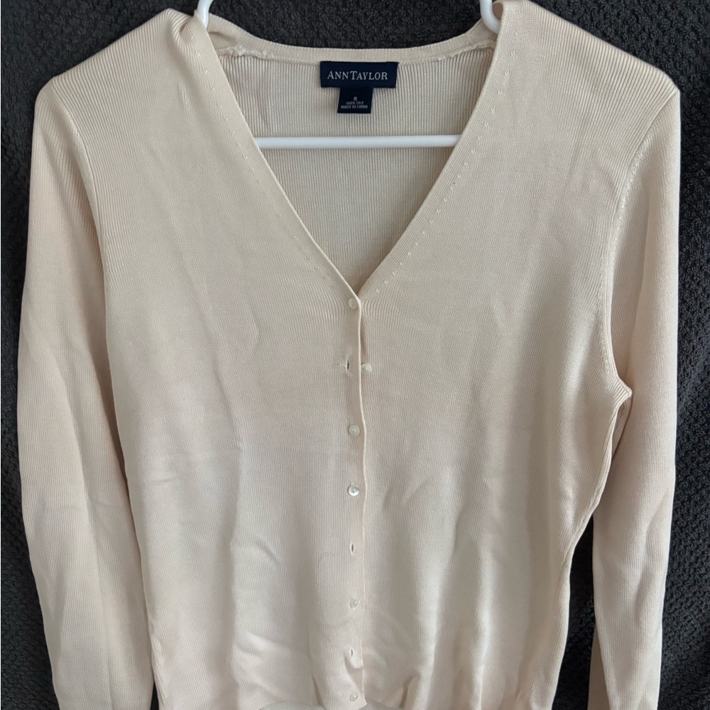 Ann Taylor Elegant Cream Silk sweater